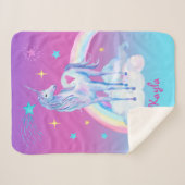 Gepersonaliseerde eenhoorn op wolken Sherpa Snuggy Sherpa Deken (Voorkant (horizontaal))