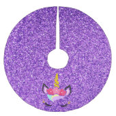 Gepersonaliseerde eenhoorn Paarse glitter boomrok Kerstboom Rok (Voorkant)