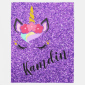 Gepersonaliseerde Eenhoorn Paarse Glitter Fleece G (Voorkant)