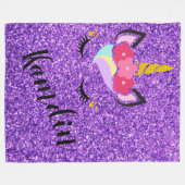 Gepersonaliseerde Eenhoorn Paarse Glitter Fleece G (Voorkant (Horizontaal))