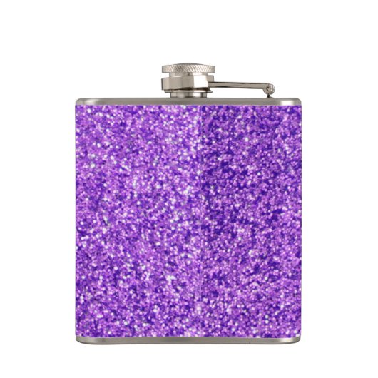 Gepersonaliseerde eenhoorn Paarse glitter kolf Heupfles (Achterkant)