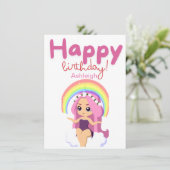 Gepersonaliseerde Eenhoorn Prinses Verjaardag Kaar Feestdagenkaart (Staand voorkant)