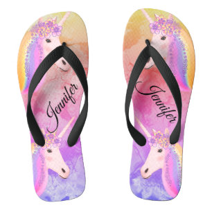 Gepersonaliseerde Eenhoorn Regenboog Kleurrijk Sti Teenslippers