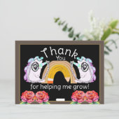 Gepersonaliseerde eenhoorn regenboog leraar dank u bedankkaart (Staand voorkant)