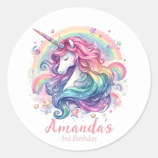 Gepersonaliseerde Eenhoorn Ronde Stickers (Voorkant)