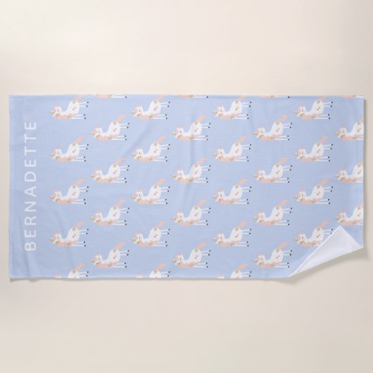 Gepersonaliseerde Eenhoorn Soft Pastel Kinder Zome Strandlaken (Voorkant)