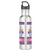 Gepersonaliseerde eenhoorn terug naar school waterfles  (Achterkant)