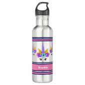 Gepersonaliseerde eenhoorn terug naar school waterfles  (Voorkant)