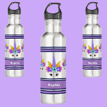 Gepersonaliseerde eenhoorn terug naar school waterfles<br><div class="desc">Gepersonaliseerde Eenhoorn Terug naar School roestvrij stalen waterfles. Pas het aan met jouw naam voor een chique girly unieke look.</div>