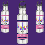 Gepersonaliseerde eenhoorn terug naar school waterfles<br><div class="desc">Gepersonaliseerde Eenhoorn Terug naar School roestvrij stalen waterfles. Pas het aan met jouw naam voor een chique girly unieke look.</div>