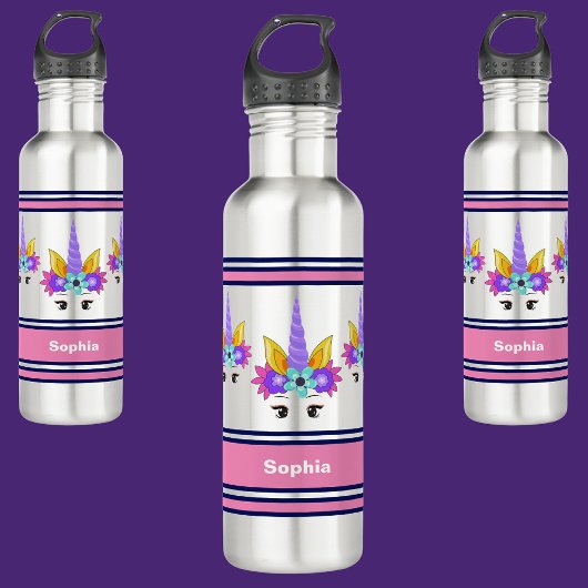 Gepersonaliseerde eenhoorn terug naar school waterfles 