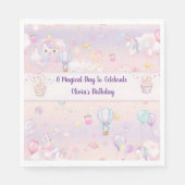 Gepersonaliseerde Eenhoorn Verjaardag Servetten Se (Voorkant)