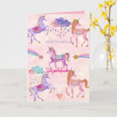 Gepersonaliseerde eenhoorn Verjaardag wenskaart Kaart (Gele Bloem)
