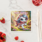 Gepersonaliseerde Eenhoorn Verjaardagsfeestje Papi Servet (Insitu)