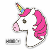 Gepersonaliseerde Eenhoorn Vinyl Sticker (Voorkant)