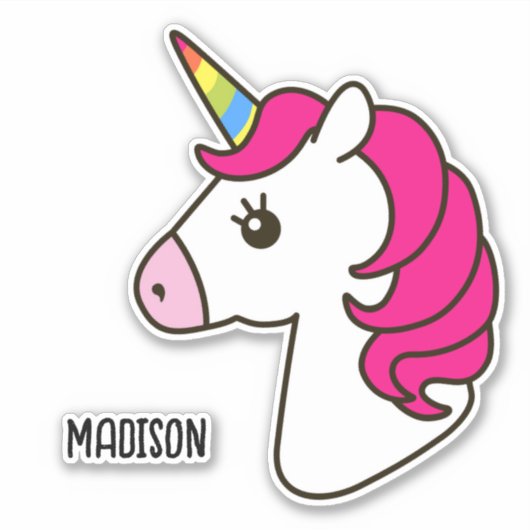 Gepersonaliseerde Eenhoorn Vinyl Sticker (Voorkant)
