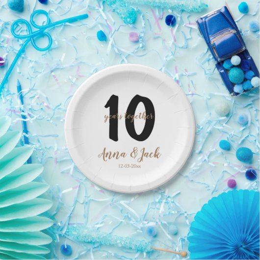 gepersonaliseerde eenvoudige 10 jaar-verjaardagsna papieren bordje (Feest)