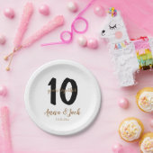 gepersonaliseerde eenvoudige 10 jaar-verjaardagsna papieren bordje (Feest)