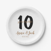 gepersonaliseerde eenvoudige 10 jaar-verjaardagsna papieren bordje (Voorkant)