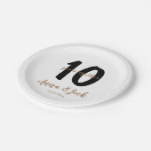 gepersonaliseerde eenvoudige 10 jaar-verjaardagsna papieren bordje (Gekanteld)