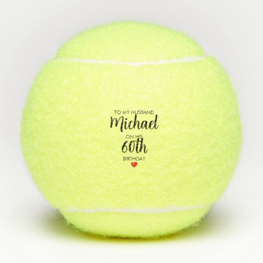 Gepersonaliseerde eenvoudige 60ste verjaardag tennisballen (Voorkant)