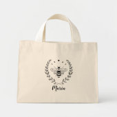 Gepersonaliseerde eenvoudige bijen logo op de canv mini tote bag (Voorkant)