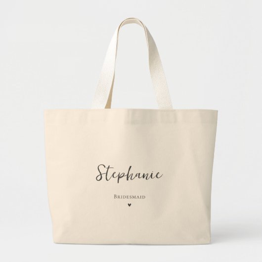 Gepersonaliseerde eenvoudige bruidsmeisje Canvas t Grote Tote Bag (Voorkant)