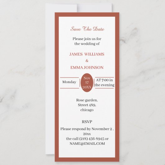 Gepersonaliseerde Eenvoudige Bruin Bewaar de Datum Kaart (Voorkant)