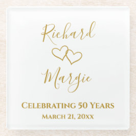 Gepersonaliseerde Eenvoudige Elegante 50ste Jubile Glazen Onderzetter