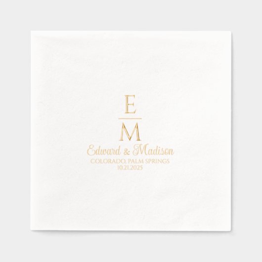 Gepersonaliseerde Eenvoudige Huwelijksmonogrammen Folie Servetten (Voorkant)