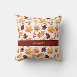 Gepersonaliseerde eenvoudige kleurrijke herfstblad kussen