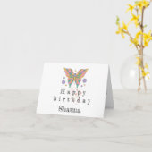 Gepersonaliseerde eenvoudige leuke vlinder verjaar kaart (Gele Bloem)
