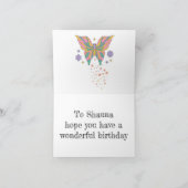 Gepersonaliseerde eenvoudige leuke vlinder verjaar kaart (Binnen)