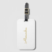 Gepersonaliseerde eenvoudige Modern Gold White Bagagelabel (Voorkant (verticaal))