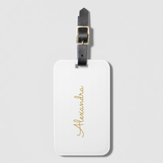 Gepersonaliseerde eenvoudige Modern Gold White Bagagelabel (Voorkant (verticaal))