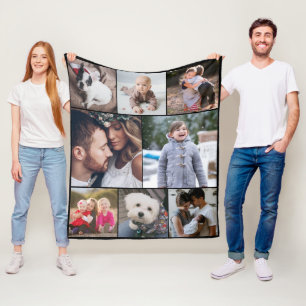 Gepersonaliseerde Eenvoudige Moderne 8 Foto Collag Fleece Deken