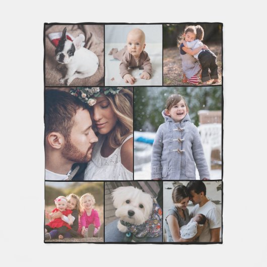 Gepersonaliseerde Eenvoudige Moderne 8 Foto Collag Fleece Deken (Voorkant)