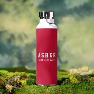 Gepersonaliseerde Eenvoudige Moderne Rode School N Waterfles