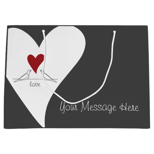 Gepersonaliseerde Eenvoudige Moderne Tortelduifjes Groot Cadeauzakje (Voorkant)