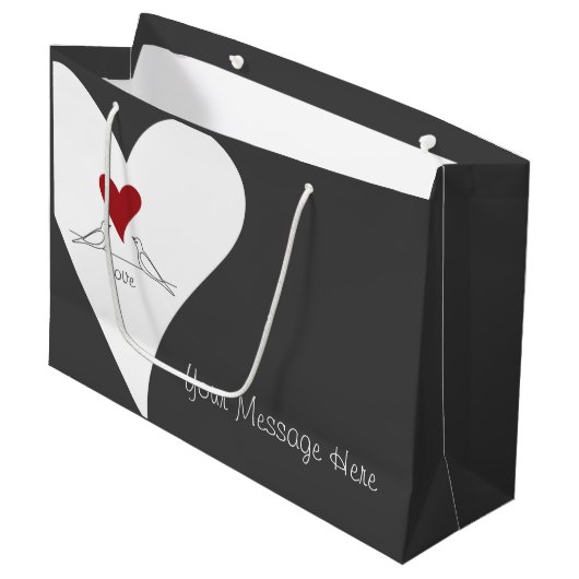 Gepersonaliseerde Eenvoudige Moderne Tortelduifjes Groot Cadeauzakje (Voorkant Gekanteld)