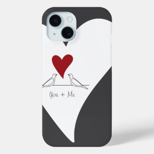 Gepersonaliseerde Eenvoudige Moderne Vogels in Lie iPhone 15 Case
