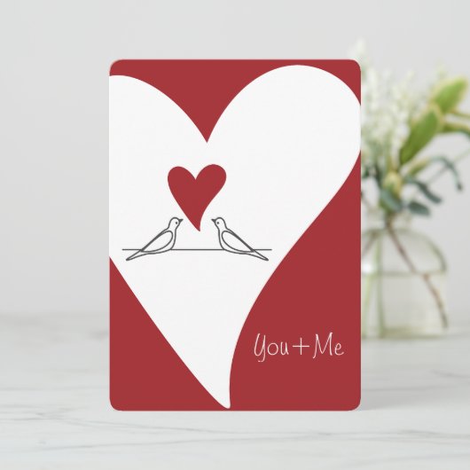 Gepersonaliseerde Eenvoudige Moderne Vogels in Lie Feestdagenkaart (Staand voorkant)