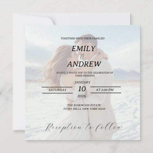 Gepersonaliseerde Eenvoudige Moderne winter Trouwk Kaart (Achterkant)