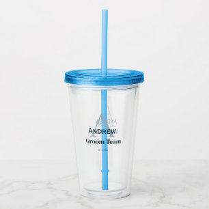 Gepersonaliseerde Eenvoudige Monogram Bruidegom Te Acryl Drinkbeker