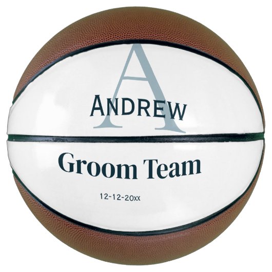 Gepersonaliseerde Eenvoudige Monogram Bruidegom Te Basketbal (Voorkant)