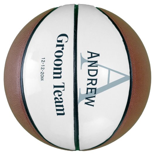 Gepersonaliseerde Eenvoudige Monogram Bruidegom Te Basketbal (Verticaal)