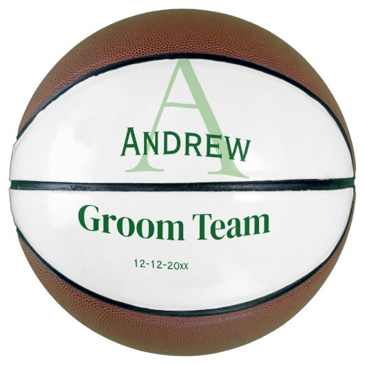 Gepersonaliseerde Eenvoudige Monogram Bruidegom Te Basketbal (Voorkant)