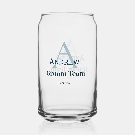 Gepersonaliseerde Eenvoudige Monogram Bruidegom Te Blikvorm Glas (Voorkant)