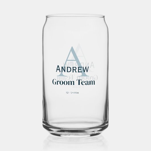 Gepersonaliseerde Eenvoudige Monogram Bruidegom Te Blikvorm Glas (Achterkant)