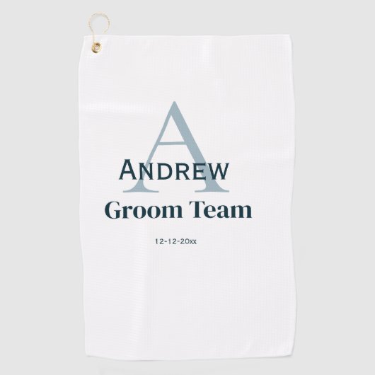 Gepersonaliseerde Eenvoudige Monogram Bruidegom Te Golfhanddoek (Voorkant)